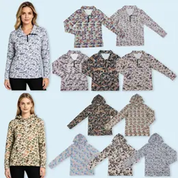 Women's Soft Spandex Print Fabric Fashion Camouflage Hunting Pullover Top, Tops for Women