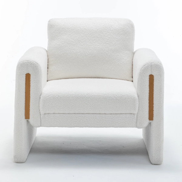 35" Wide Modern Bouclé Upholstered Armchair With Track Arms And Enclosed Base