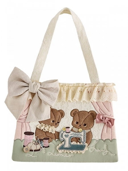 [£40.33]Adorable Embroidered Teddy Bear Sweet Lolita Handbag with Bow Accents