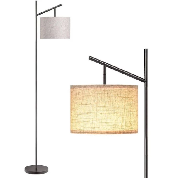 EDISHINE 65 in. Matte Black Modern Simple 1-Light LED Energy Efficient Arc Floor Lamp