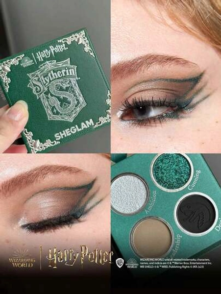 Harry Potter™ X SHEGLAM Slytherin™ House Palette 4-Clolor Shimmer Matte Eyeshadow Palette Green Evenly Pigmented  Smooth  Blendable Eyeshadow Brand Beauty Makeup Face Paint Cosmetic For Women Girls Perfect For Fall Winter Ideal For Y2K Fancy Fashion Suitable For Birthday Christmas Present Party Ready Best Color