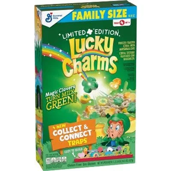 Lucky Charms Cereal with Marshmallows St. Patrick's Day Family Size 18.6 oz