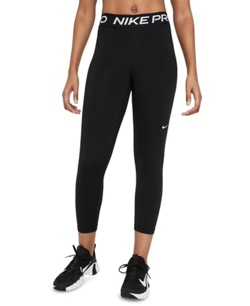 Nike Pro 365 Women's Mid-Rise Cropped Mesh Panel Leggings - Black