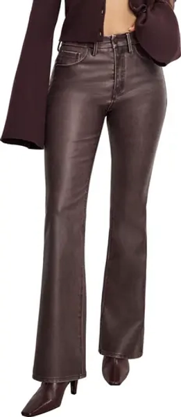 High Waist Faux Leather Bootcut Pants