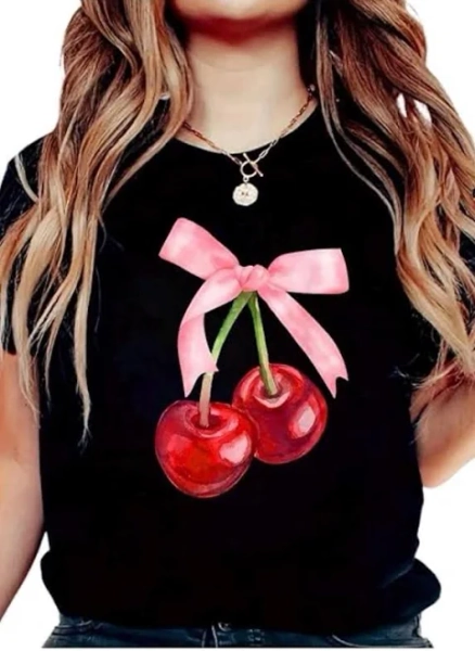 Pink Bow with Cherry Graphic Tee