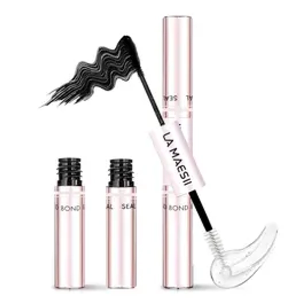 La Maesii 2-in-1 Lash Bond and Seal, Strong Hold Eyelash Adhesive for DIY Home Application, 10ml, La Maesii Lash Bond And Seal, Cosmetic, Lash Cluster