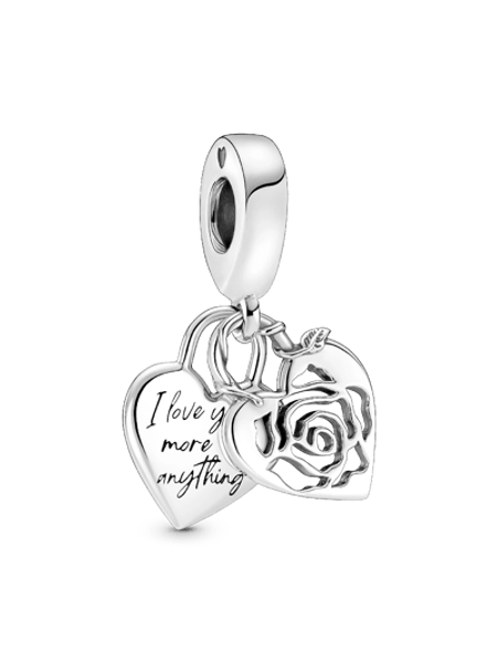 Rose Heart Padlock Dangle Charm