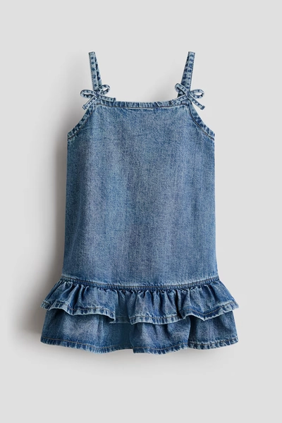 Bow-Detail Denim Dress - Denim blue