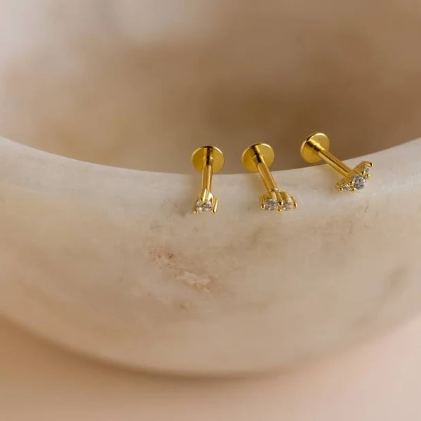 Caitlyn Minimalist Tiny Diamond Flatback Studs Set
