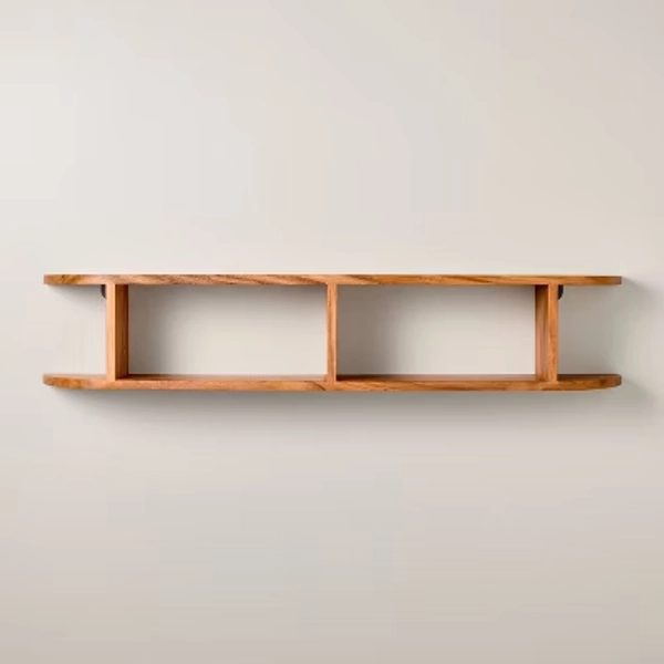 42" Rounded Edge Two Tier Wood Shelf Brown - Hearth & Hand™ with Magnolia
