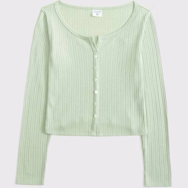 Abercrombie Kids Girls Long-Sleeve Button-Through Tee