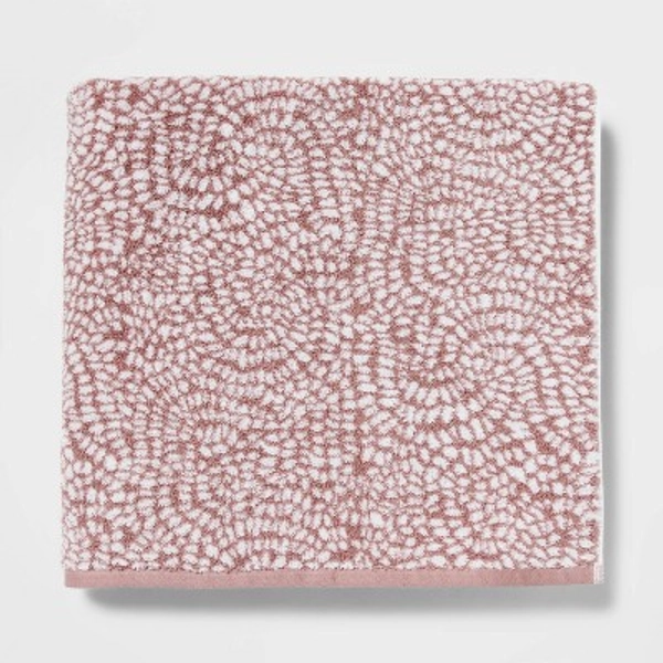 Performance Plus Oversized Bath Towel Mauve Geo - Threshold™: 100% Cotton, Jacquard Terry, Fade-Resistant, Hanging Loop