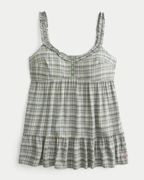 Ruffle Trim Tunic Babydoll Top