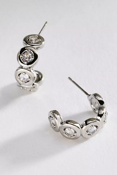 Bezel-Set Crystal Hoop Earrings