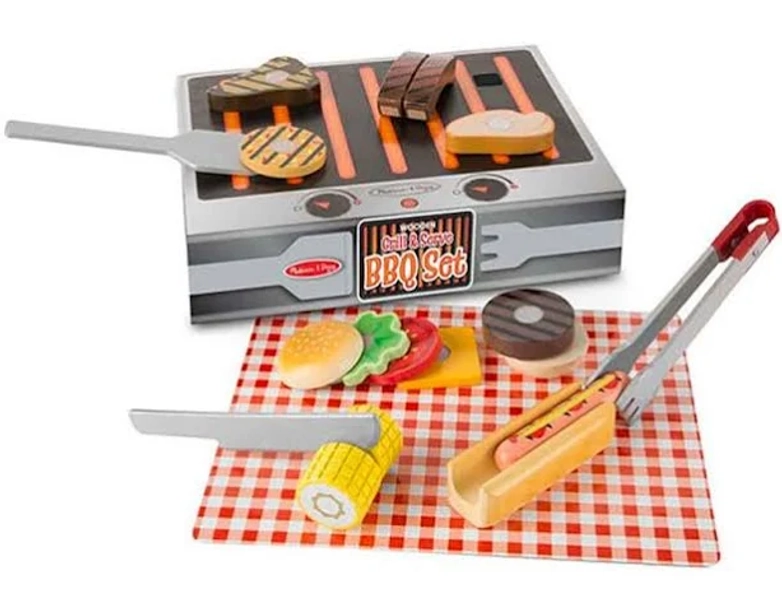 Melissa & Doug Wooden Grill & Serve BBQ Set