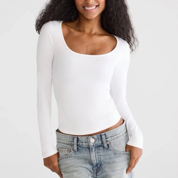 Aeropostale Women's Long Sleeve Scoop-Neck Tee