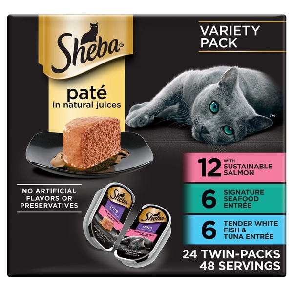 Sheba Perfect Portions Variety Pack Wet Cat Food Pate, 2.6 Oz Twin-Pack Trays - Walmart.com
