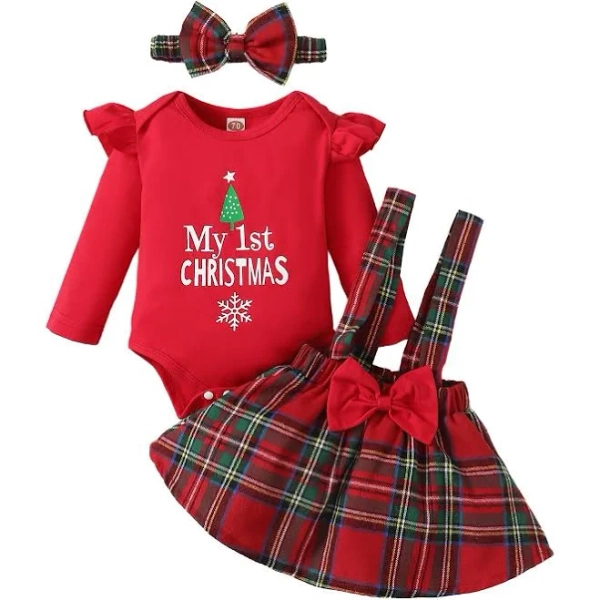 LUJENGEFA Baby Girl My 1st Christmas Outfits Set