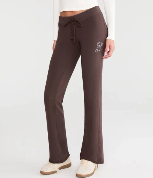 Aeropostale Women's Cloud Soft Rhinestone Teddy Sweatpants