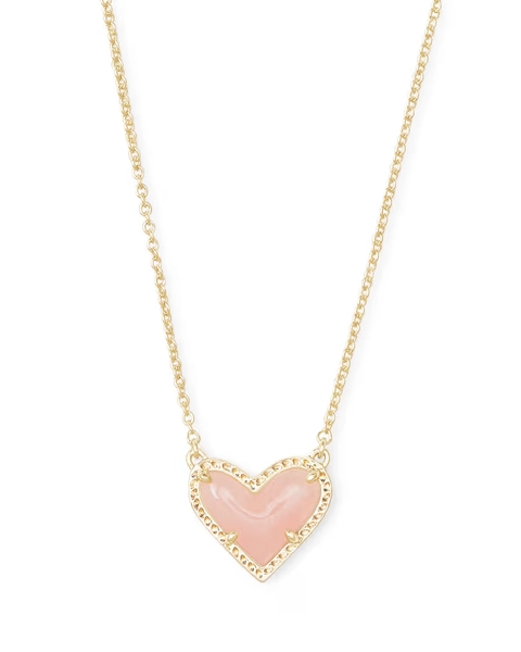 Ari Heart Gold Pendant Necklace in Black Drusy