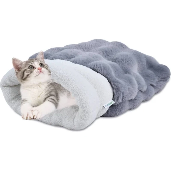 GOOPAWS 4-in-1 Self Warming Cat Sack Bed Cave