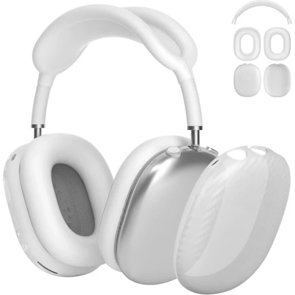 Case Cover for AirPods Max Headphones, Carbon Fiber Texture TPU Ear Cups Case/Ear Pads/Headband Cover Compatible with AirPod Max Accessories Protector