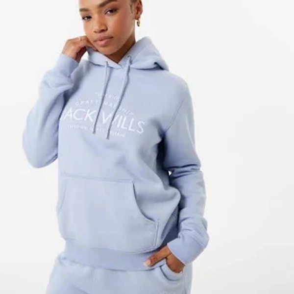 Jack Wills Hunston Graphic Logo Hoodie - Soft Blue