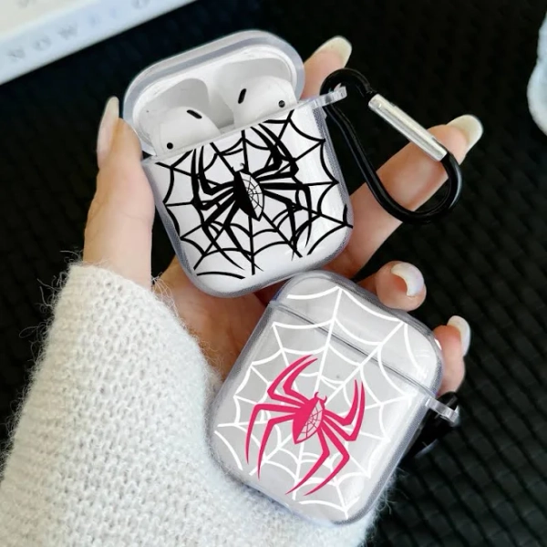 Transparent Spider Headphone Case For Airpods Pro 3/Pro 2/Pro Soft Cover For AirPods 1 2 3 4 Rose