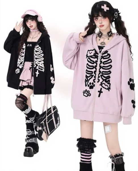 Kawaii Pink Kitty Ear Zip Up Hoodie