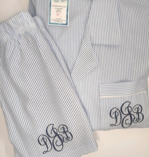 Monogrammed Seersucker Pajama Shorts Set: Bridal Party Gift
