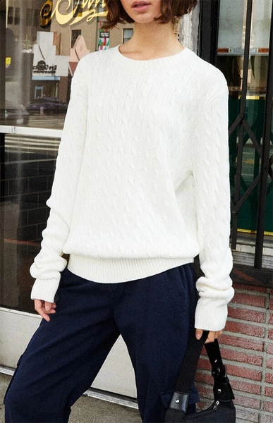 White Cable Knit Sweater