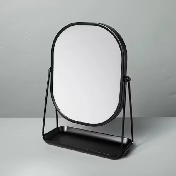 Metal Vanity Flip Mirror with Tray Black - Hearth & Hand™ with Magnolia: Swivel, 2-Sided, Desk/Table Use