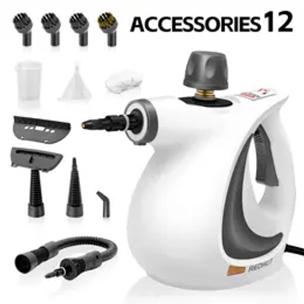 Redhut [2025] Pressurized Handheld Multi-Surface Natural Steam Cleaner with 12 pcs Accessories Powerful, Chemical-Free, Steamer for Home And Car, Cleaning Washing Machine, Air Conditioner, Kitchen, Summerclean Appliances Tool Household