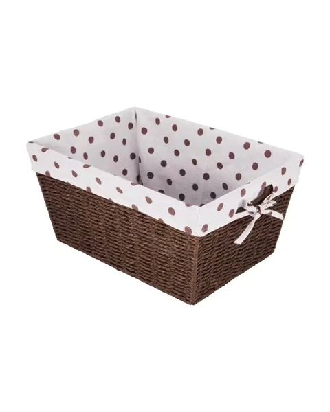 Medium Paper Rope Basket with Polka Dot Liner - Beige - Beige - One Size
