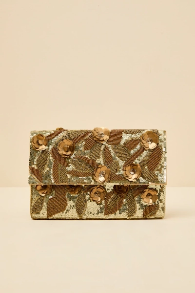 Sharla Gold Beaded Sequin Clutch