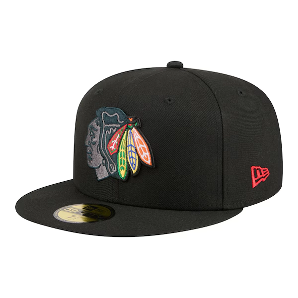 Chicago Blackhawks New Era Color Pop 59FIFTY Fitted Hat - Black