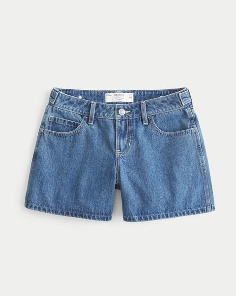 Hollister Andi Adjustable Low-Rise Medium Wash Baggy Shorts