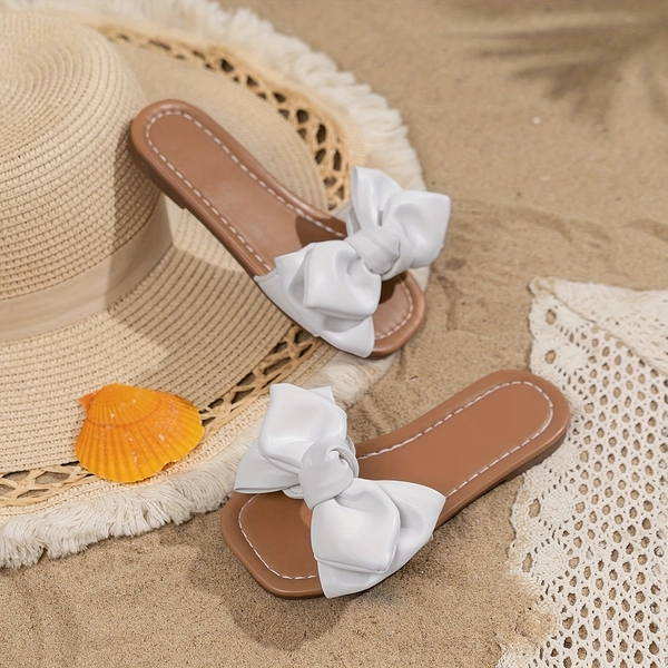 1 Pair Easy Bow Fashion Elegant Outdoor Beach Flat Anti-Slip Girls' Slides