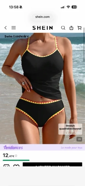 tankini femme à bordure 