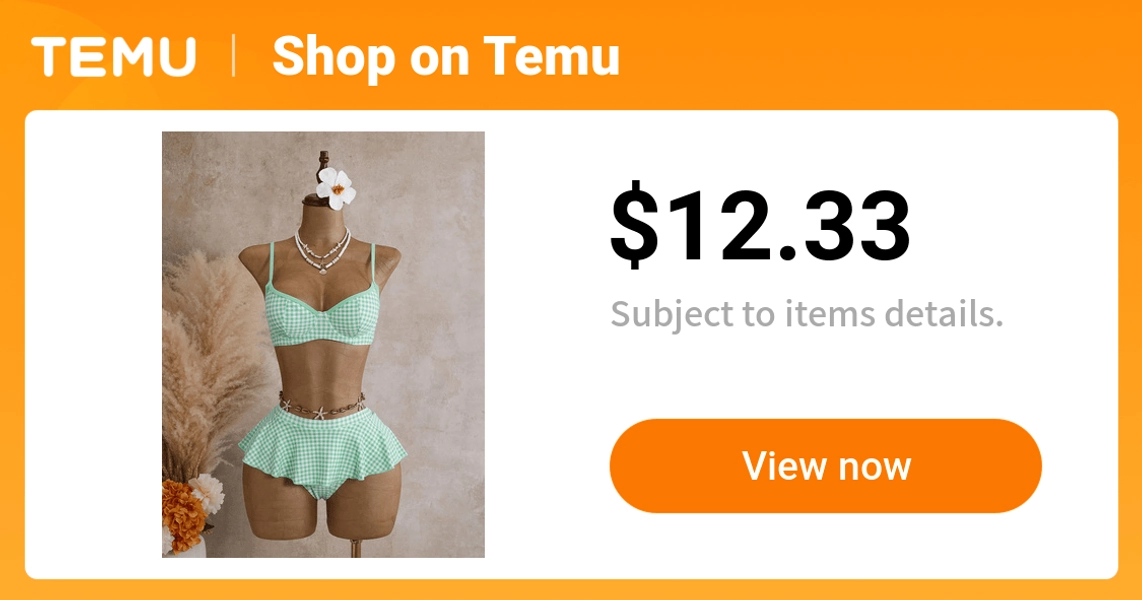 green white checkered steel underwire push bikini set - Temu