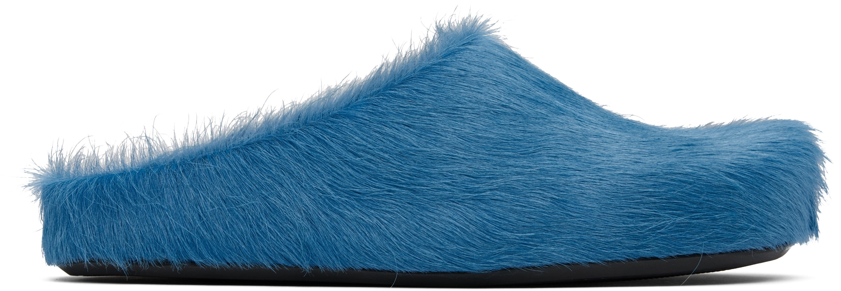Blue Long Hair Calfskin Fussbett Slip-on Loafers