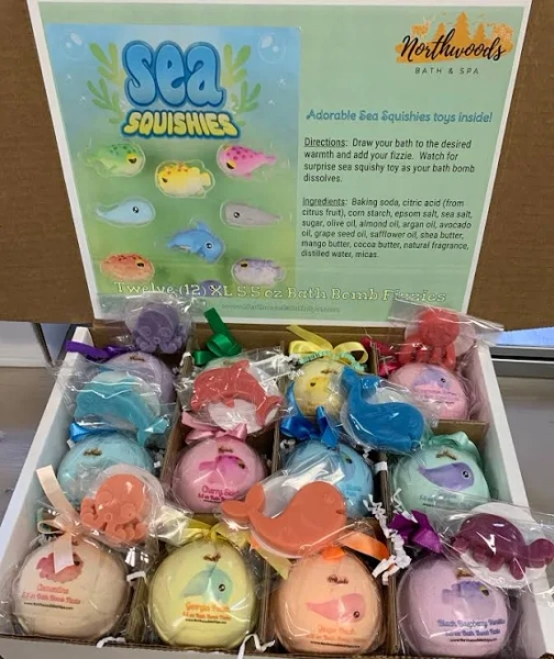 Large Sea Squishies 12-pack XL 5.5 oz Bath Bomb Gift Set for Kids