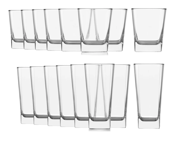 Verres Libbey Bristol, allant au lave-vaisselle, 8 x 12,2 oz et 8 x 14,4 oz, paq. 16