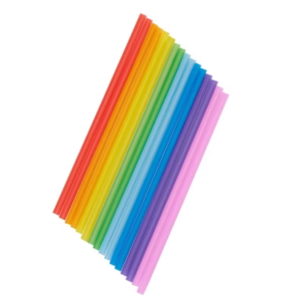 True Colorful 7” Disposable Plastic Straws for Cocktails, Mocktails, Soda, Iced Coffee, Juice, Beverages, Pool Party, Kids Party Supplies, Set of 100