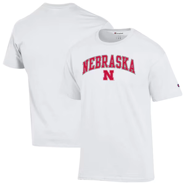 Men's Champion  White Nebraska Huskers Arched Logo T-Shirt