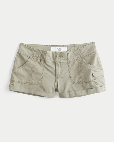 Low-Rise Twill Utility Mini Shorts