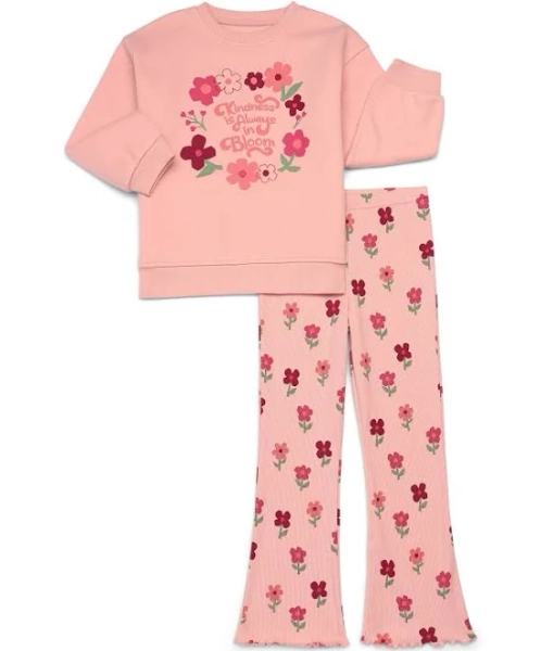 Wonder Nation Little Girls 2-Piece Sweatshirt and Flare Leggings Set