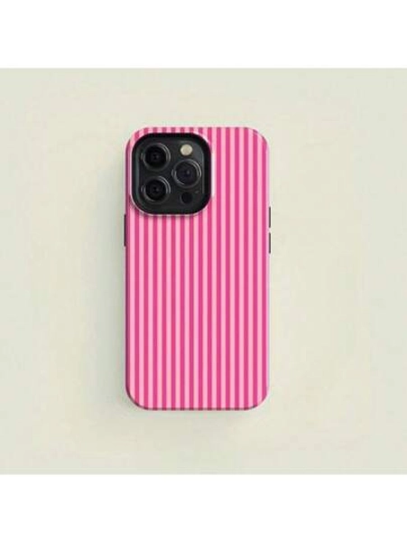 Fine Matte For Iphone/Smooth Surface For Galaxy, Pink Striped Soft And Hard Two-In-One Film Printing Full Pattern Phone Case For IPhone 16 Pro Max, 15/14 PLUS, 13/12/11 Pro, Smooth Surface Galaxy S25 S23 S24 S22 Ultra Plus + S21 FE   A71 5G A56 A55  A54 5G A53 5G A52 4G A35 5G A36 4G A25  A23 A16 A15 4G/5G A14 4G/5G A13 4G A06