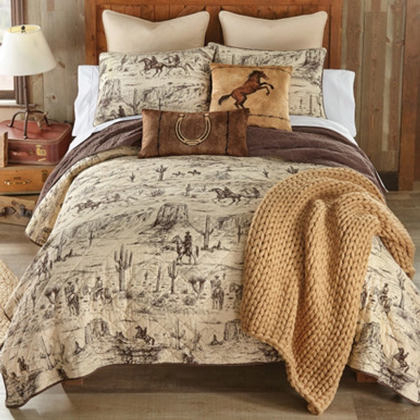 Ranch Hand Toile Western Quilt Bed Set - Queen