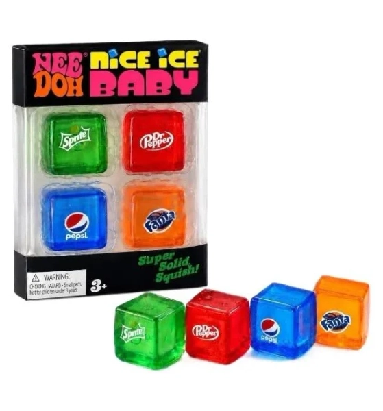 Nee Doh Squishy Stress Toy 4 Pcs Set Clear Ice Cube Soda Pattern Slow Rising Fidget Toy For Adult
